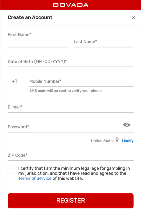 bovada sign up