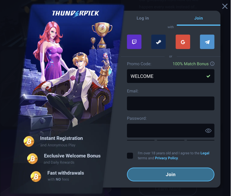 thunderpick esports sign up